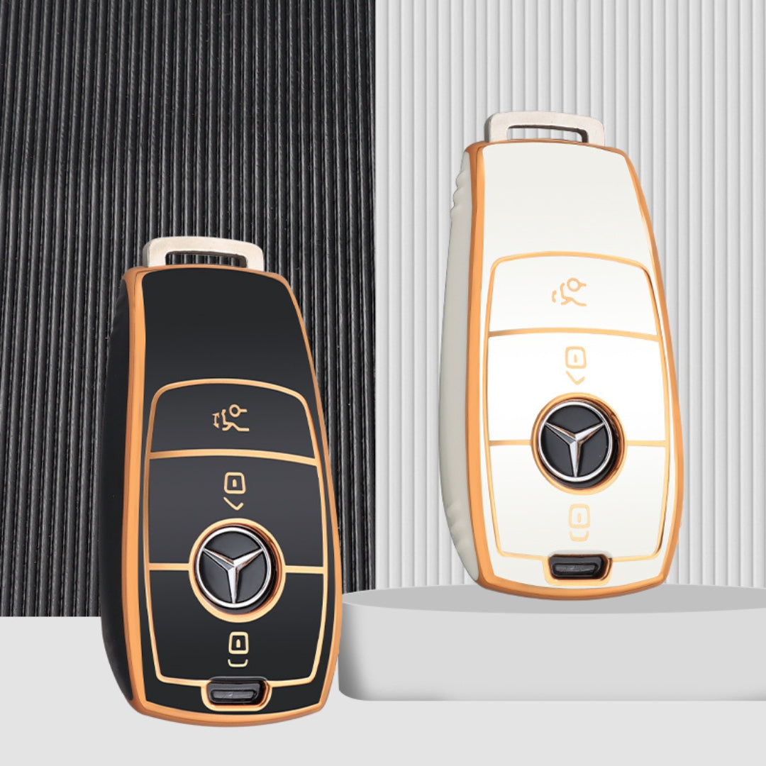 Custodia Per Chiave Mercedes-Benz In TPU - Sottile E Facile Da Installare, Colore Rosso Oro, Compatibile Con Classe E, S, A, CLA, GLA, GLE, GLC, GLK, AMG
